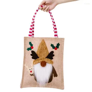 Sacs de rangement Burlap Christmas Tote Sac épaule femme Santa Claus personnalisable sac à main