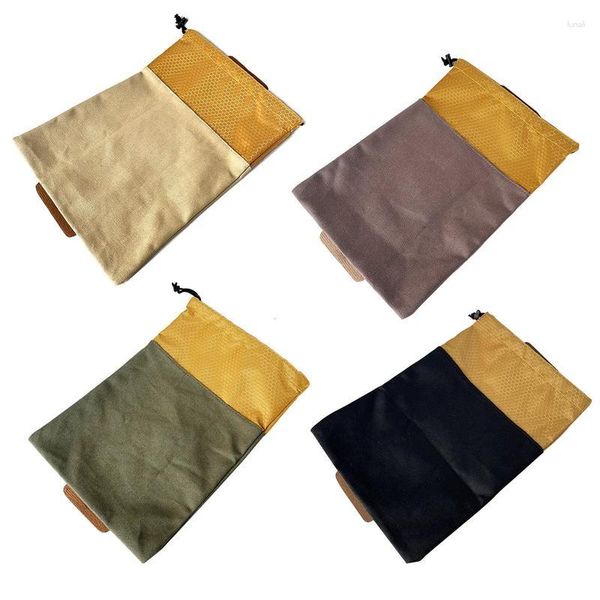 Bolsas de almacenamiento Bolsa Bushcraft Bolsa de forraje de cuero y lona para senderismo Camping Tesoros Recogiendo Accesorios para el hogar al aire libre