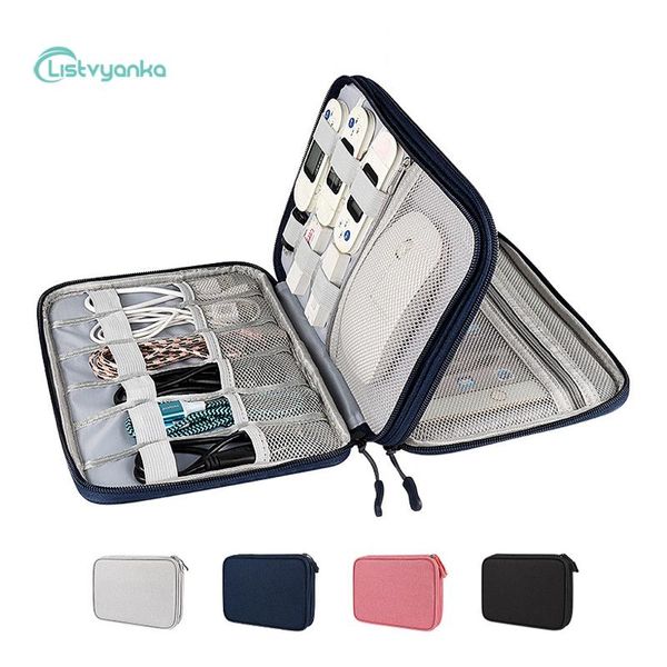 Sacs de rangement Câble Organisateur Sac Voyage Accessoires Pochette Double Couche Multi-Fonction Étanche Numérique Électronique Gadget Cas