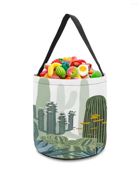 Sacs de rangement Cactus plante tropicale dessin animé fleur décor jouets panier sac de bonbons cadeaux pour enfants fourre-tout tissu fête faveur