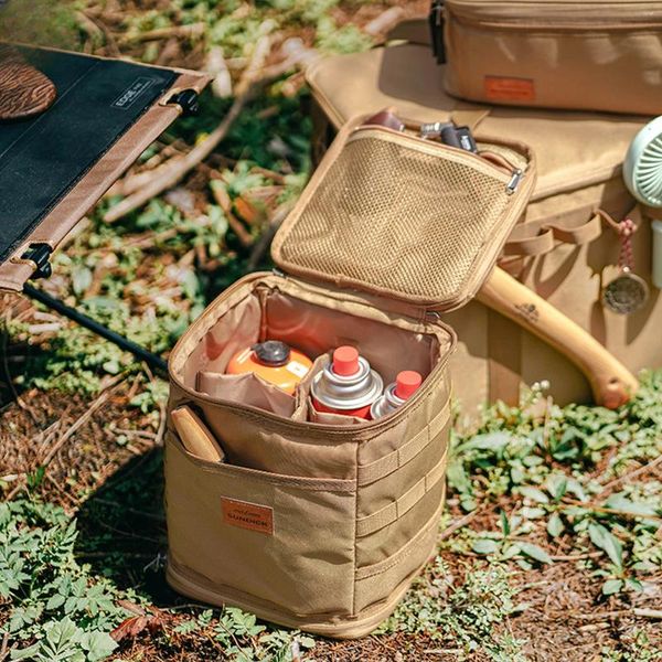 Sacs de rangement sac de Camping Portable Oxford tissu grande capacité cuisinière à gaz bidon Pot sac de transport panier de pique-nique MOLLE