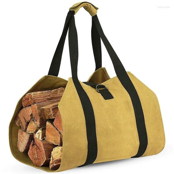 Sacs de rangement toile sac de bois de bois de chauffage porteuse de rondins d'eau résistante à l'eau porte avec des poignées pour le camping-ci cadeau de Noël