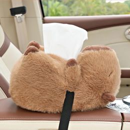 Opbergzakken Capybara Cartoon Autostoel Terug Papieren Zak Met Fix Strap Creatieve Tissue Box Leuke Achterbank Hoes