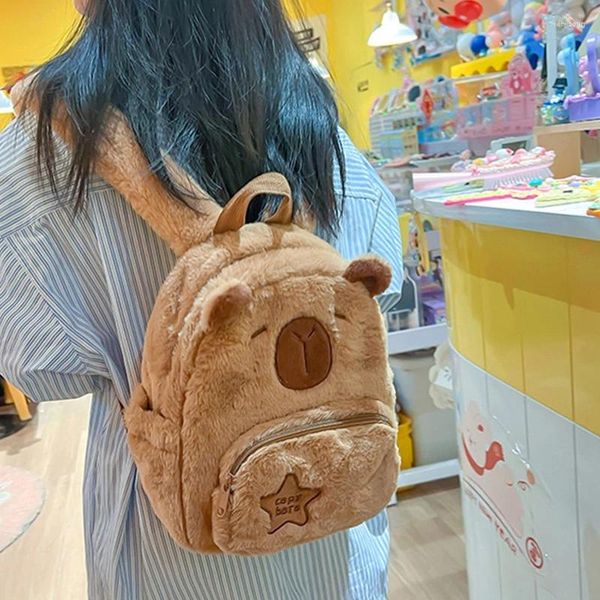 Sacs de rangement Sacs Capybara en peluche Sac à dos Doll de dessin animé Bagous pour enfants épaule Kawaii Girls Knapsack Birthday Gifts for Girlfriend