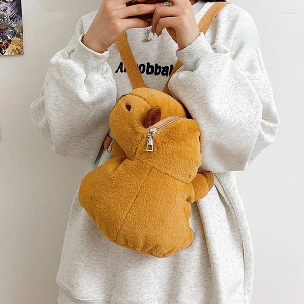 Bolsas de almacenamiento Capybara Mochila de felpa Kawaii Muñeca Bolsa Ocio Maquillaje Viaje Mochila Regalo para novia