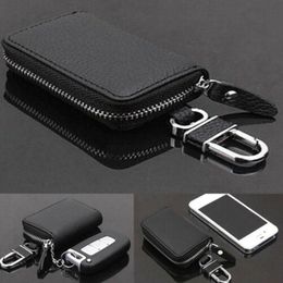 Sacs de rangement Car Auto Truck Leather Zipper Key Case Cover Holder Bag For Universal Black