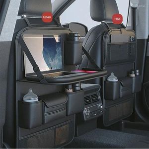 Sacs de rangement Sac d'auto Organisateur de dos auto avec plateau de table pliable PU Couber Tablet Boîte de tissus accessoires