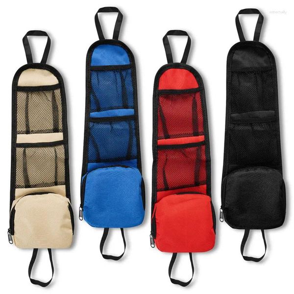 Bolsas de almacenamiento Bolso de asiento de automóvil Organizador de malla colgante para artículos pequeños Accesorios interiores 2 piezas (estilo de cremallera aleatorio)