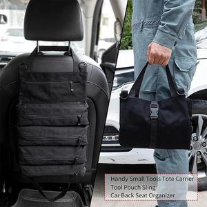 Sacs de rangement Sac suspendu au dossier de siège de voiture Pliable Outil multifonctionnel Rouleau Pack Kit de matériel d'électricien Clé Tournevis Pince