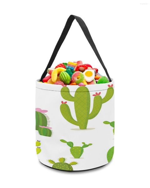 Sacs de rangement dessin animé Cactus panier à fleurs seau à bonbons Portable maison sac panier pour enfants jouets fête décoration fournitures