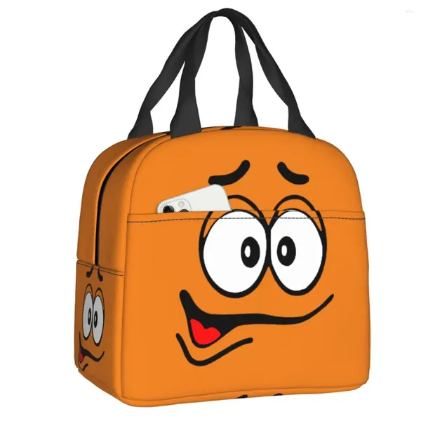 Sacs de rangement Cartoon Chocolate Orange Candy faces Boîte à lunch Thermal Colder Food Isulated Sac Kids School Reusable Picnic Tote