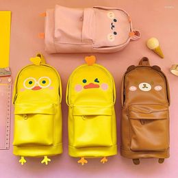 Bolsas de almacenamiento Cartoon Creative School Bag Pencil Girl Heart Heart Multi-Purvose Gran capacidad PU Papel Linda Super Case
