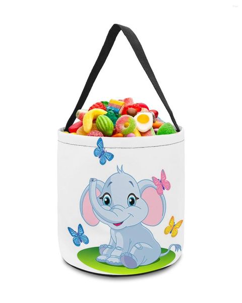 Sacs de rangement dessin animé éléphant papillon panier seau à bonbons Portable maison sac panier pour enfants jouets fête décoration fournitures