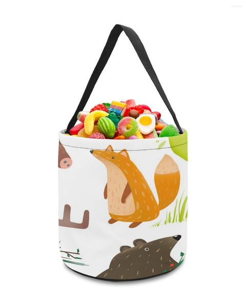 Sacs de rangement dessin animé forêt animaux décoration de la maison jouets panier sac de bonbons cadeaux pour enfants fourre-tout tissu faveur de fête