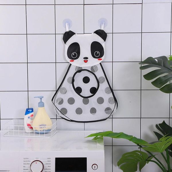 Bolsas de almacenamiento de dibujos animados de bañera de panda y agua jugando a la bolsa de juguete Baño con un diseño de red duradera