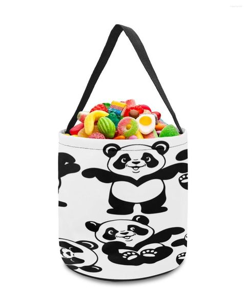 Sacs de rangement dessin animé Panda noir et blanc panier seau à bonbons Portable maison sac enfants jouets panier fête décoration fournitures