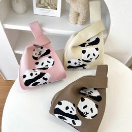 Sacs de rangement dessin animé panda grande capacité Internet fourre-tout sac en tote de baquet en laine en tote