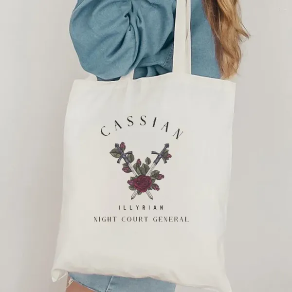 Bolsas de almacenamiento Cassian Acotar Tote Bag Canvas A Court of Thorns and Roses SJM Merch Sarah J Maas BookSbookTok Rhysand Feyre