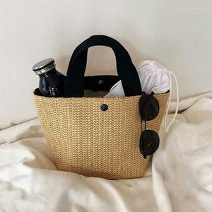 Opbergtassen Casual Rattan grote capaciteit Tote Wicker geweven vrouwen Handtassen Handgemaakte Summer Beach Straw Shell Lady Shopping Travel Bag