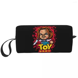 Bolsas de almacenamiento Play Child's Toy Gory Cosmetic Bag Women Kawaii Gran capacidad Chucky Chibi Caso de maquillaje Halloween Beauty Toilety