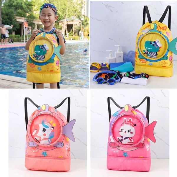 Bolsas de almacenamiento Bolsa de natación para niños Playa Piscina Nadar Ropa mojada y seca Zapatos Mochila Niños Animales lindos Mochila para deportes al aire libre