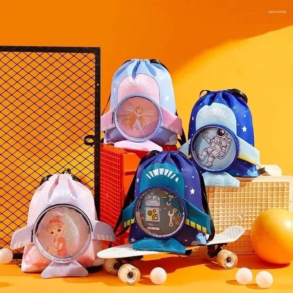 Bolsas de almacenamiento Niños Impermeable Lindo Dibujos animados Niños Natación Mochila Piscina al aire libre Bolsa de playa Seco Mojado Ajustable Embalaje deportivo