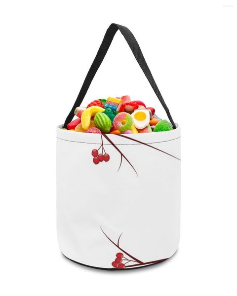 Sacs de rangement de noël mignon Warbler oiseau branche fruits décor à la maison jouets panier sac de bonbons cadeaux pour enfants fourre-tout tissu fête faveur