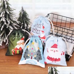 Sacs De Rangement Sac Cadeau De Noël Toile Santa Sack Dstring Avec Rennes Claus Pour Enfant Organisateur De Bonbons Dbc Drop Delivery Home Garden Dhlhg