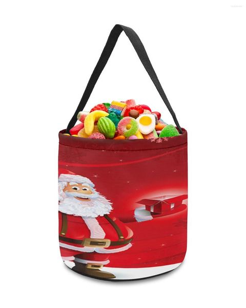 Sacs de rangement de Noël Père Noël Décor Boule Décoration de la maison Jouets Panier Sac à bonbons Cadeaux pour enfants Fourre-tout en tissu Faveur de fête