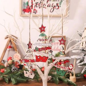 Opbergtassen Kerstboomdecoraties Santa Claus rendier houten ornament voor ramen binnenhuis en buitenfeest