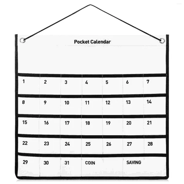 Bolsas de almacenamiento Aula Calendario mensual Tabla de bolsillo Bolsa para teléfono móvil Colgante Organizador de joyas de pared Tela no tejida