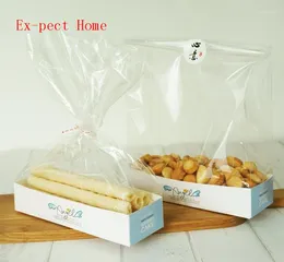 Bolsas de almacenamiento Clear Cookie Candy Bread Bag Papelboard Cajas de paquetes de panadería Puffes de San Valentín Día de San Valentín