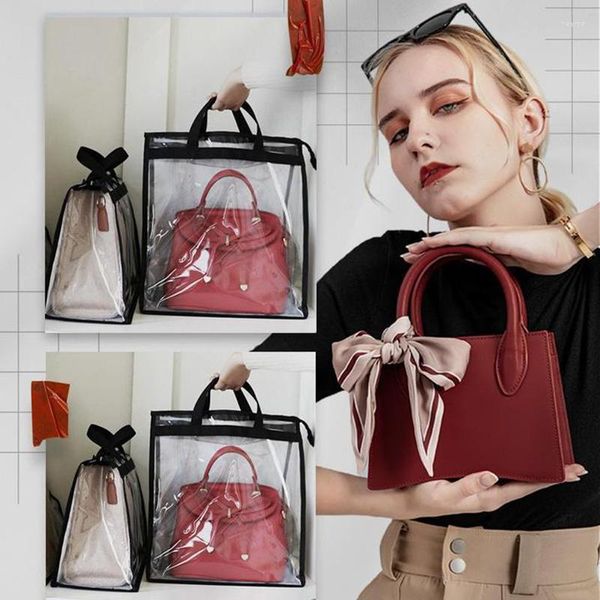 Bolsas de almacenamiento Bolsa a prueba de polvo transparente Bolso de mujer portátil Bolso de mano Cubierta de polvo con cremallera Protector a prueba de agua NI304T