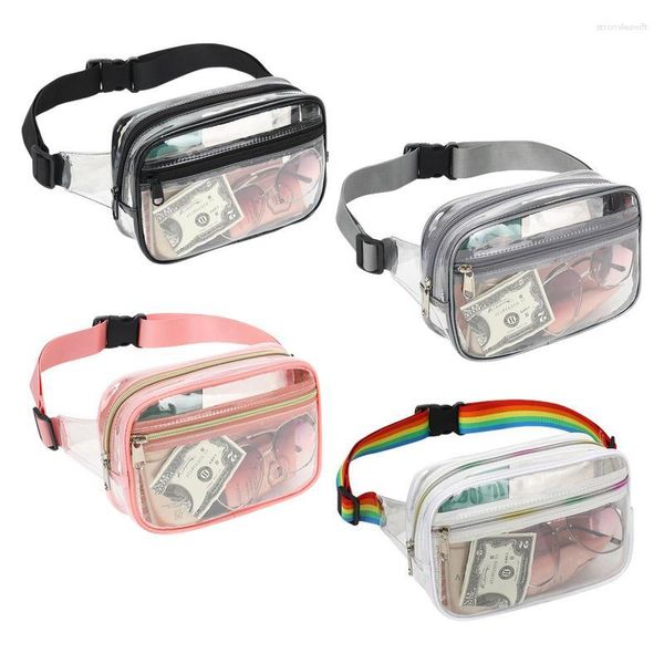 Sacs de rangement clair Fanny Pack taille sac Transparent voyage course mode Sport pochette réglable sangle pour clé téléphone portable