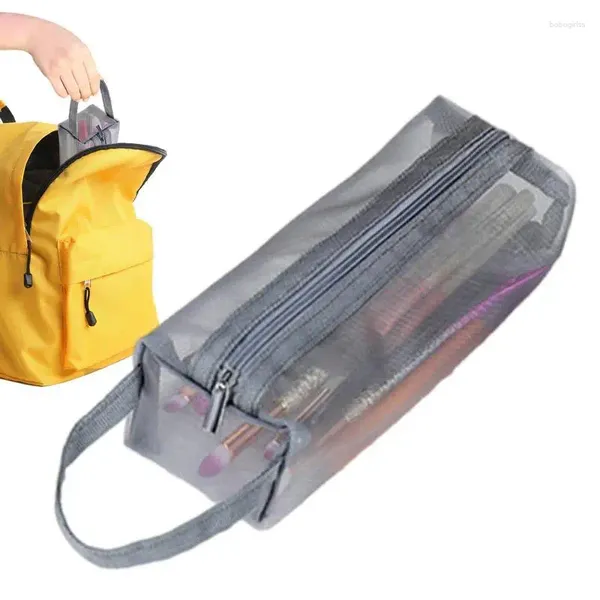 Bolsas de almacenamiento Bolsa de aseo transparente Maquillaje de malla Inodoro de viaje Organizador cosmético transparente Llevar en la aerolínea del aeropuerto