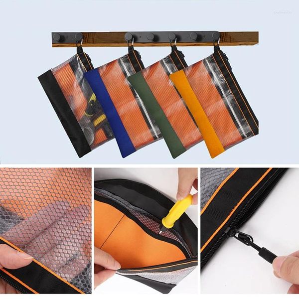 Sacs de rangement Pouche d'outils transparent avec fermeture à fermeture éclair de la fenêtre en maille de sac à fermeture lancée pour