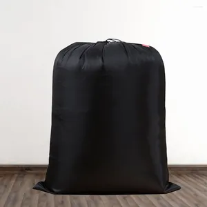 Bolsas de almacenamiento Bolsa de lavandería con cordón de tela Organizador de viaje portátil de gran capacidad para ropa Manta Edredón 20x30cm Negro