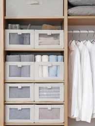 Sacs de rangement Vêtements Boîte de l'organisateur Pliable Armoire japonaise Coton et tissu en lin