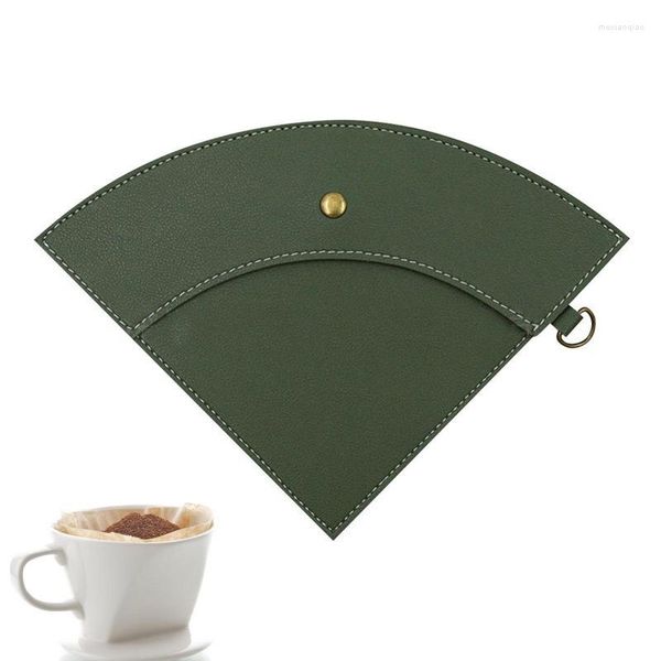 Sacs de rangement Conteneur de filtre à café Pochette en papier en cuir PU Porte-cône Portable Étanche Réutilisable