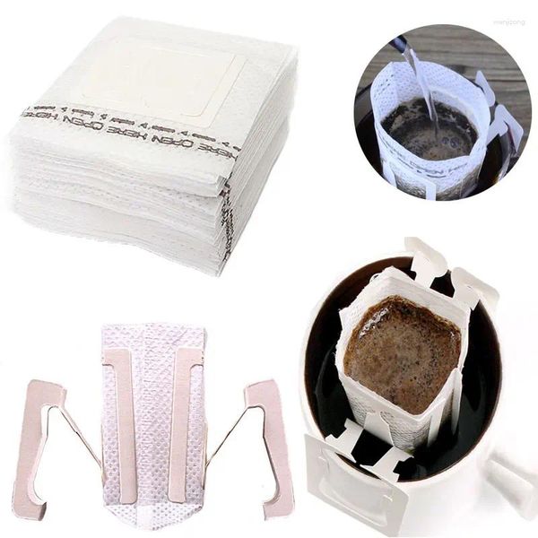 Sacs de rangement en papier filtre à café, sac d'égouttement jetable, porte-filtre suspendu à l'oreille, accessoires pour expresso, filtres à thé, 20/100 pièces