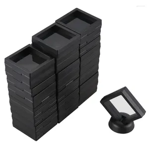 Sacs de rangement Boîte d'affichage de pièce - 30 porte-cadre flottant 3D avec des supports pour les médaillons bijoux noir