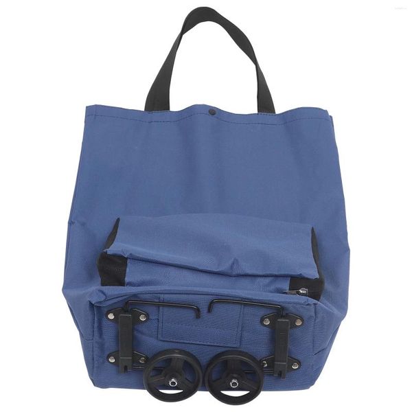 Bolsas de almacenamiento Carro plegable Bolsa de comestibles grande Bolsa de capacidad con ruedas Compras en carro Ruedas Organizador reutilizable plegable