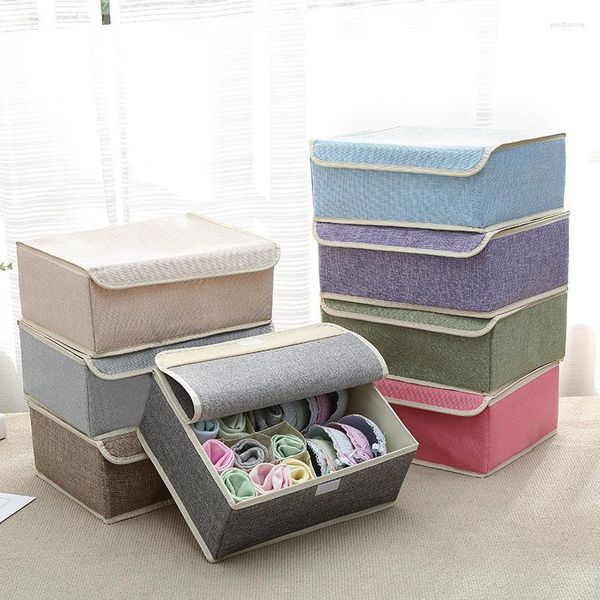 Bolsas de almacenamiento calcetines de ropa interior plegable Bolsa de corbata de sujetador 13 compartimentos con cajón de clasificación de algodón y lino de lino