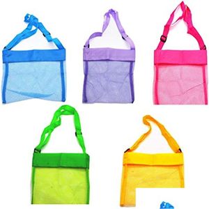 Sacs de rangement Colorf Beach Mesh Bag Childrens Portable Shell Crossbody Summer Seaside Swimming Supplies Drop Delivery Home Garden Hou Dhdz1