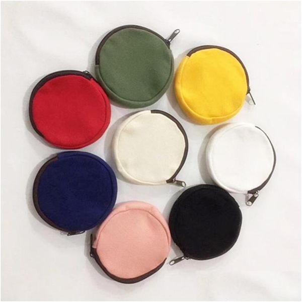 Sacs de rangement Colorf Blank Round Canvas Pagières à fermeture éclair Coton Cosmetic Makeup Purse LX0733 Drop Livrot Home Garden Housekee ou DH5FS