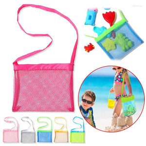 Opbergtassen kleurrijk mesh strand voor kinderen draagbare opvouwbare shell schat jacht speelgoed protable tas zwemmen accessoires