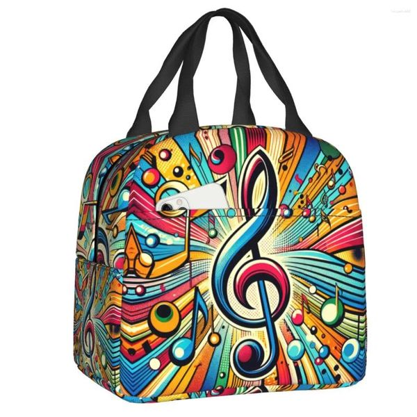 Sacs de rangement coloré musicale note de musique sac à lunch me femme chaude cool plus fraîche caisse isolée pour enfants