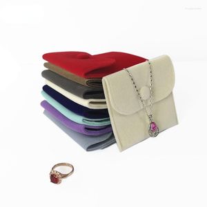 Sacs de rangement bijoux en velours coloré pour Mini Bracelet anneau collier de perles épais doux organisateur cadeau 10 10 cm 7 7 cm