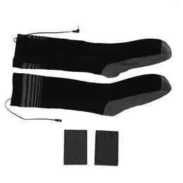 Сумки для хранения, удобные носки с подогревом для мужчин и женщин, вязаные хлопковые электрические термогрелки для ног с батарейным отсеком и нижним подогревом