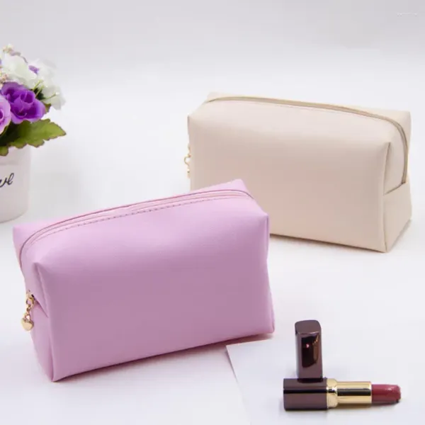 Bolsas de almacenamiento Bolsa de cosméticos Gran capacidad Maquillaje impermeable Fácil acceso Versátil Cuero de imitación Cremallera suave Viaje para niñas